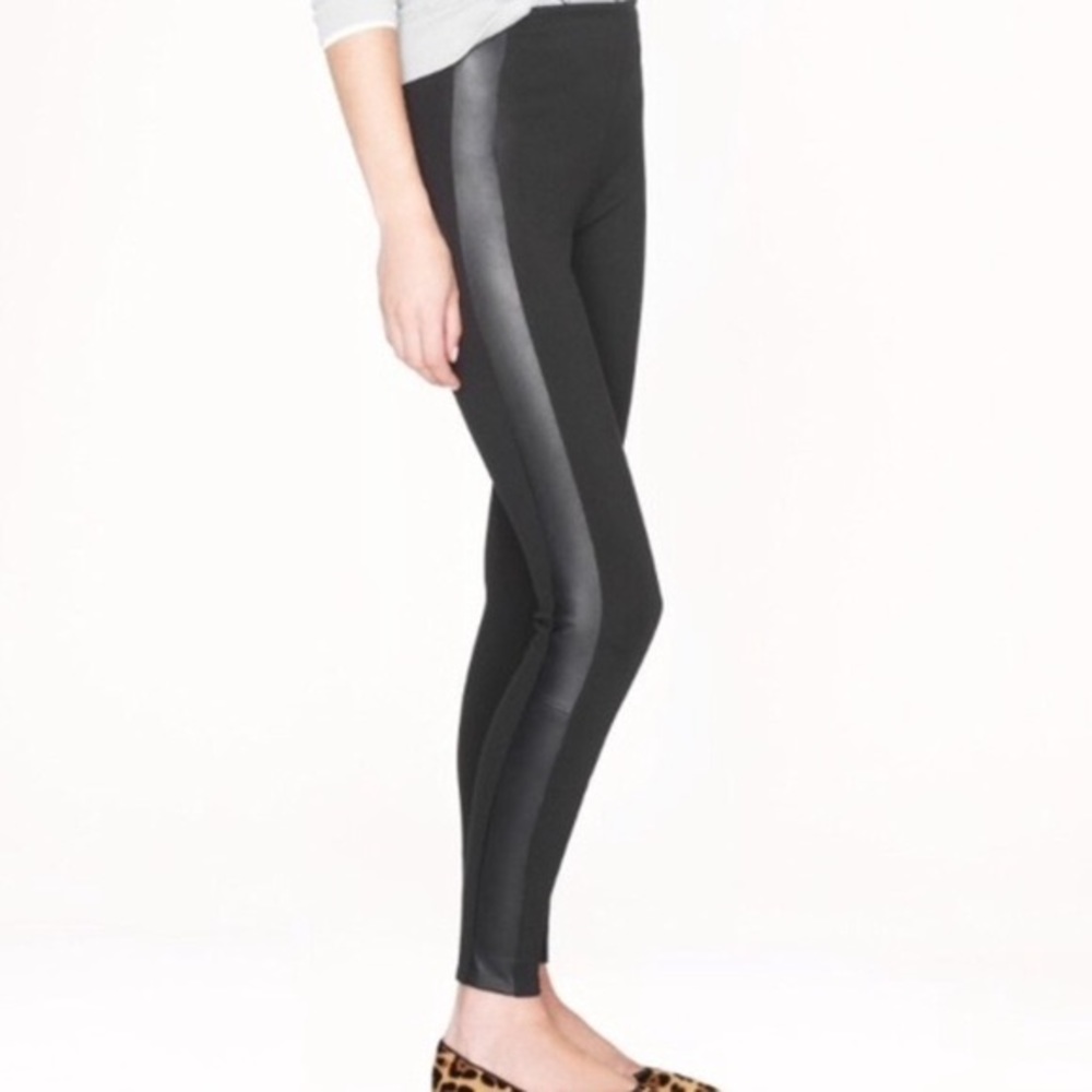 J. Crew pixie pant in leather tuxedo stripe size 2
